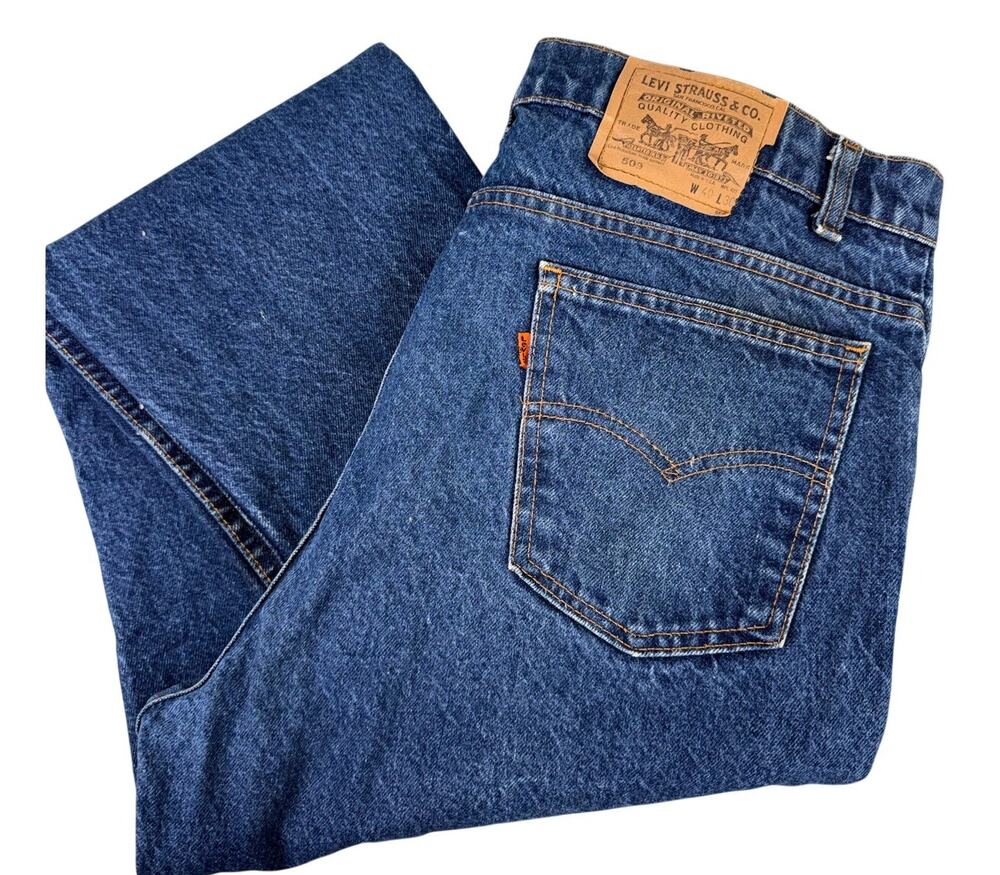 Levi Strauss 509 Blue Denim Jeans Vintage USA Orange Tab Size 40x30 Paper Tag 89